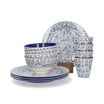 Melamine 12-delige Set - Indigo Lace 