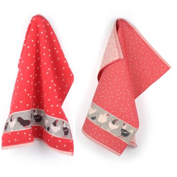 Keukendoek en Theedoek Kip Rood