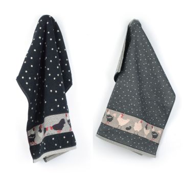 Keukendoek en Theedoek Kip Zwart
