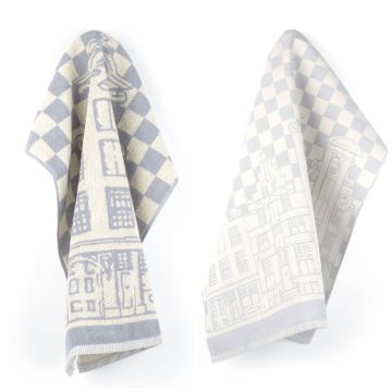 Keukendoek en Theedoek Grachtenpand Grijs