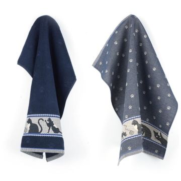 Keukendoek en Theedoek Kat Donkerblauw