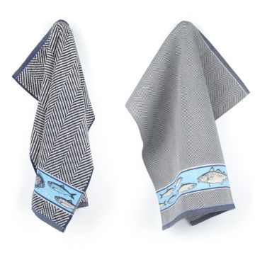 Keukendoek en Theedoek Vis Donkerblauw