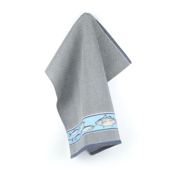 Theedoek Vis Donkerblauw
