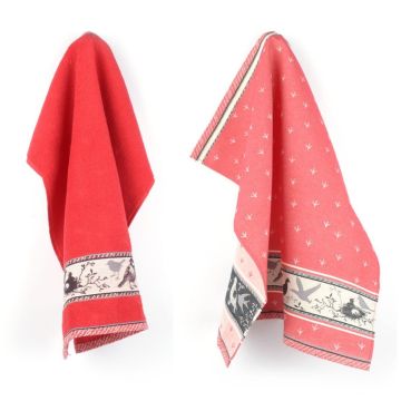 Keukendoek en Theedoek Vogel Rood