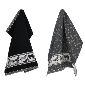 Keukendoek en Theedoek Paard Zwart GOTS