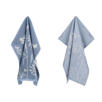 Keukendoek en Theedoek Wild Flowers Grijs Blauw