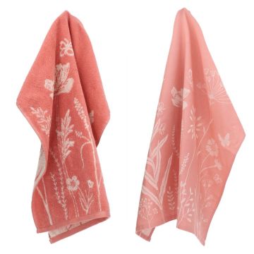 Keukendoek en Theedoek Wild Flowers Roze