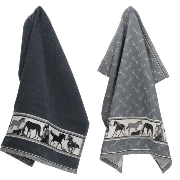 Keukendoek en Theedoek Paard Antraciet