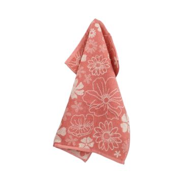 Keukendoek Flowerbed Roze GOTS