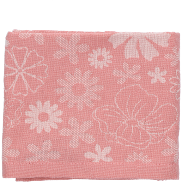 Theedoek Flowerbed Roze GOTS