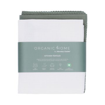 Theedoek Tundra White + Keukendoek Forest Green 