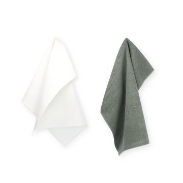 Theedoek Tundra White + Keukendoek Forest Green 