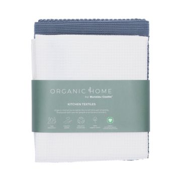 Theedoek Tundra White + Keukendoek Forest Blue 