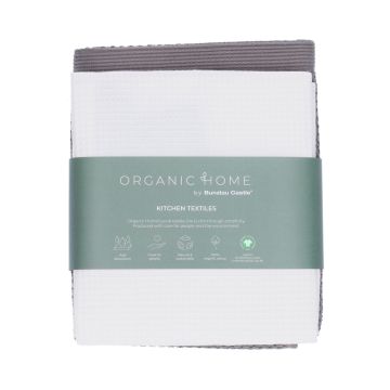 Theedoek Tundra White + Keukendoek Forest Taupe 