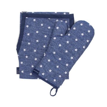 Keukenschort met Ovenwant Cadeauset - White Stars
