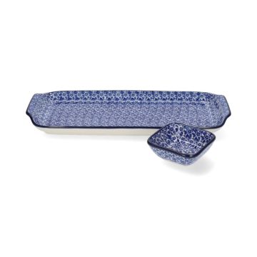 Serveerschaal met Vierkante Kom Cadeauset - Indigo