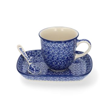 Theemok op Schaal met Theelepel Cadeauset - Indigo