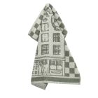Keukendoek Grachtenpand Donkergroen GOTS